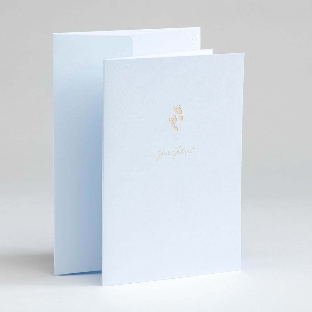 Greeting card Birth - Füßchen - Hellblau metallic