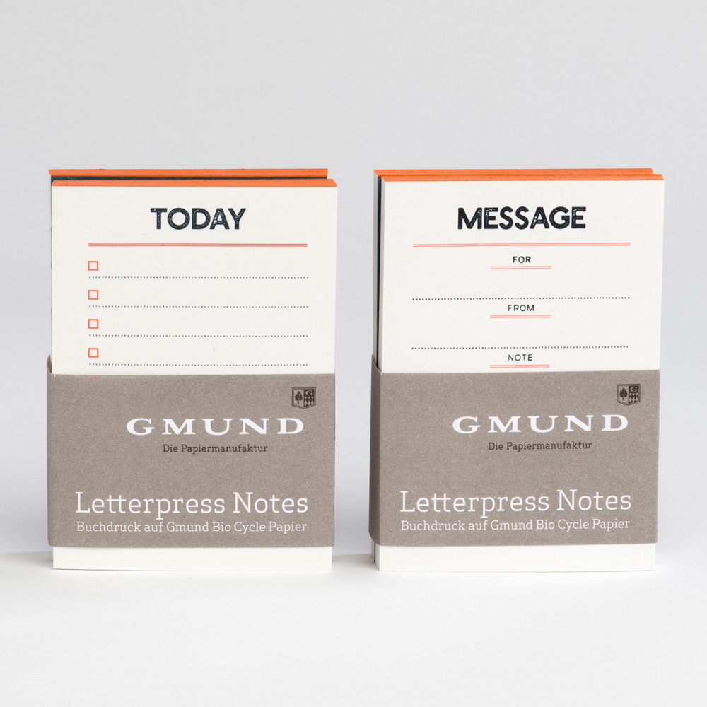 Gmund Letterpress Notes Set - Neon orange/blue