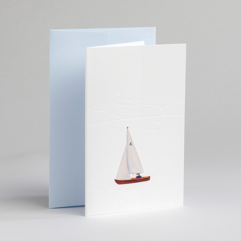Greeting Card Traces at Lake Tegernsee - Sailing boat