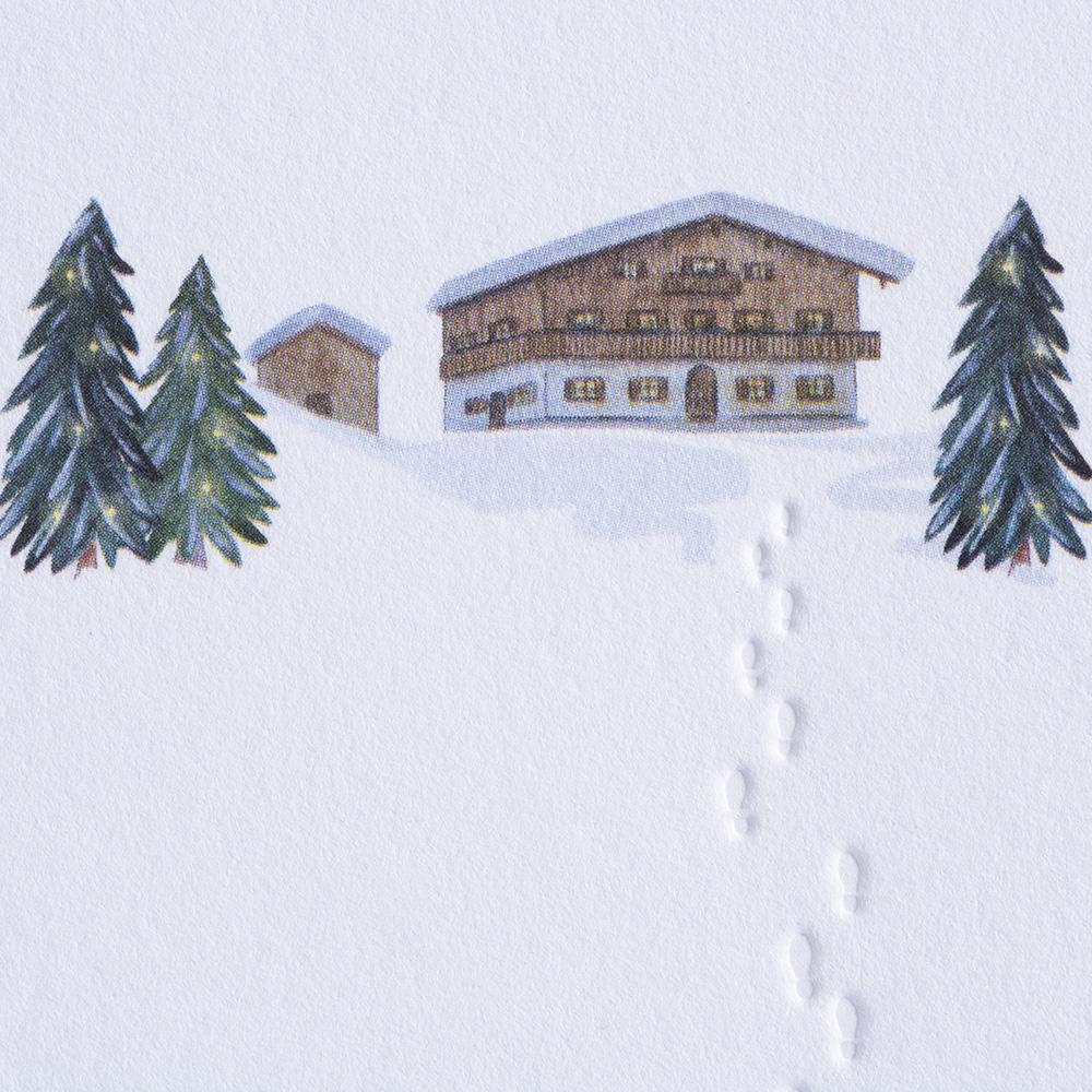 Winter card Traces in the snow - Chalet