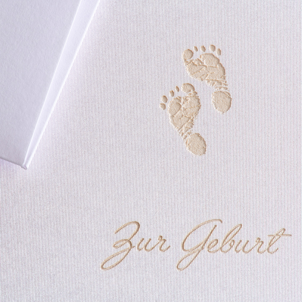 Greeting card Birth - Füßchen - Weiß metallic