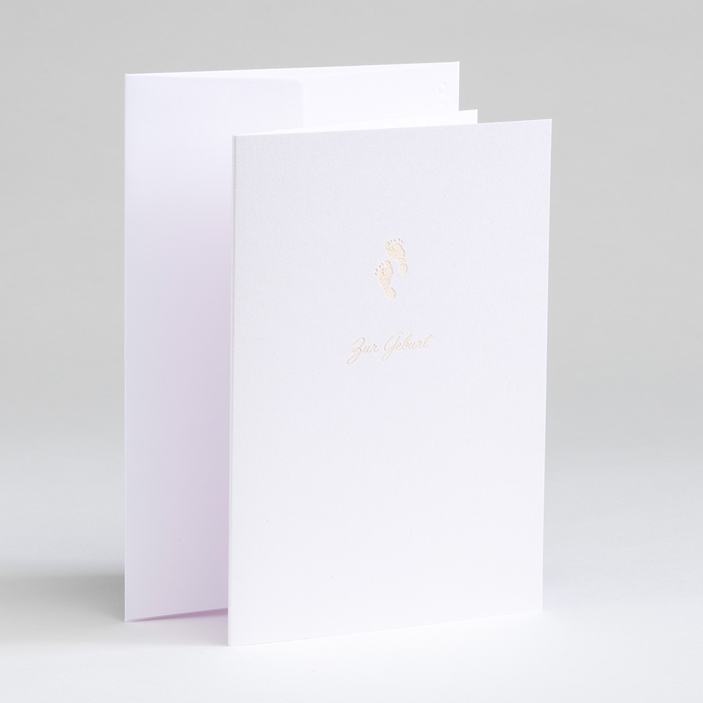 Greeting card Birth - Füßchen - Weiß metallic