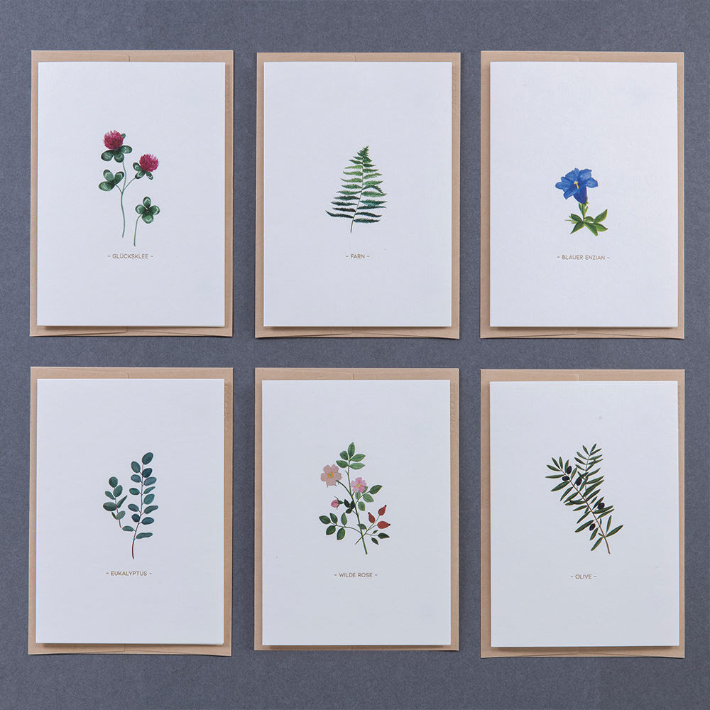 Greeting card Botanicals - Four-leaf Clover