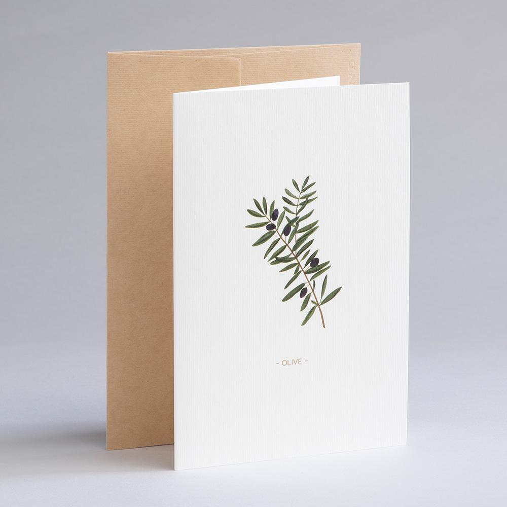 Greeting card Botanicals - olive