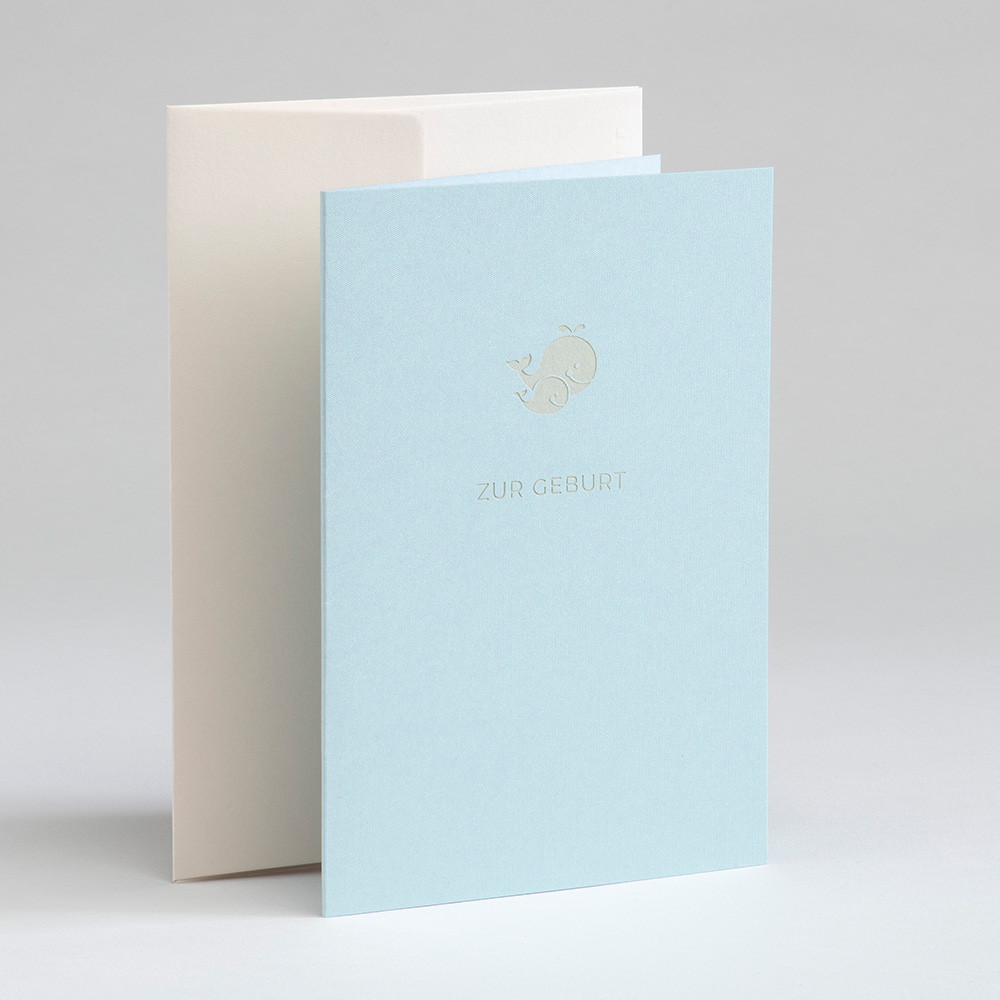 Greeting card Birth - Wal - Aqua metallic