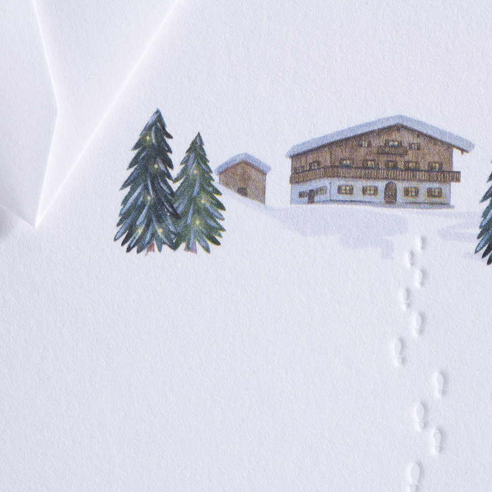 Winter card Traces in the snow- Chalet